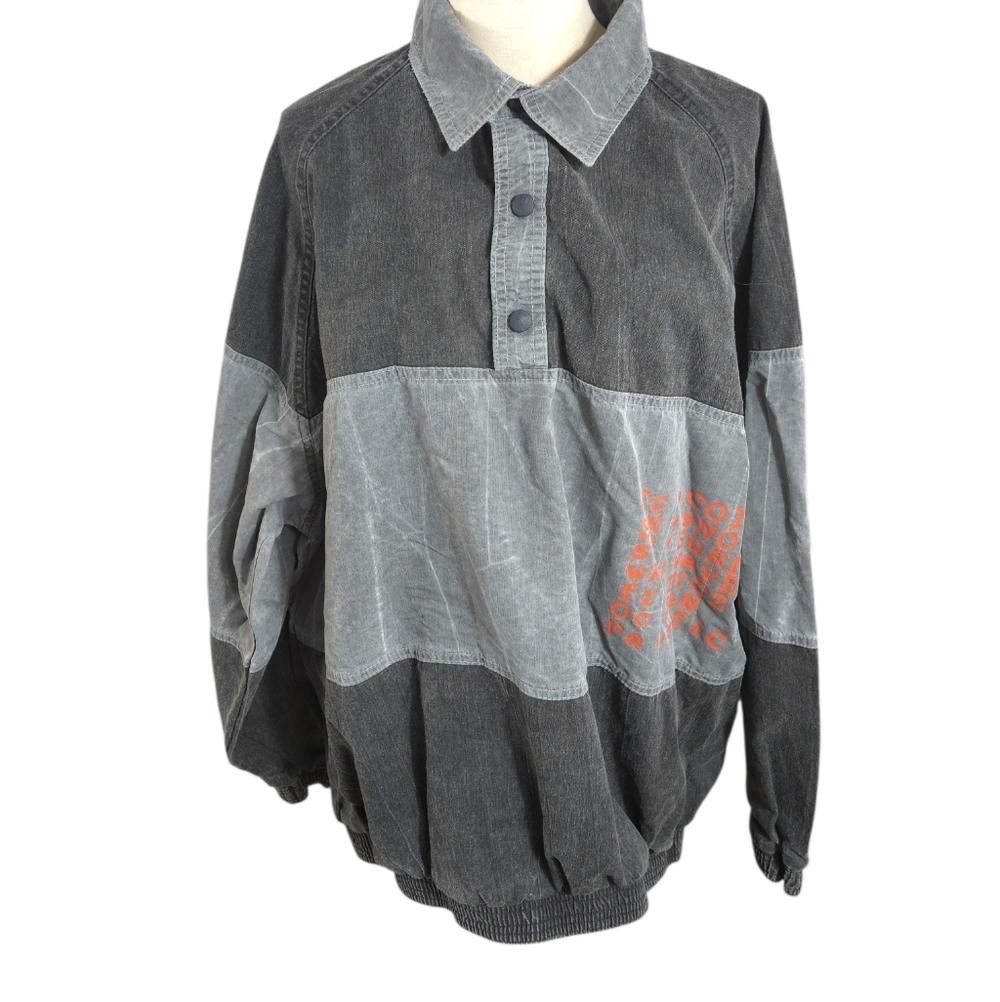 OP Ocean Pacific Gray and Black Y2K Washed Button-Up Shirt